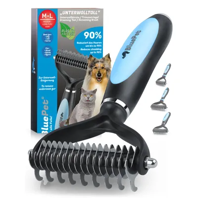 BluePet Unterwollbürste, Langhaar Unterfellbürste, Bürste für Hund & Katze BluePet Unterwollbürste, Langhaar Unterfellbürste, Bürste für Hund & Katze