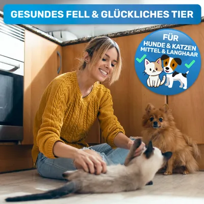 BluePet Unterwollbürste, Langhaar Unterfellbürste, Bürste für Hund & Katze