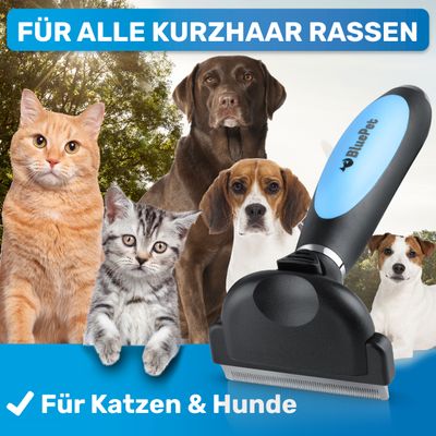 BluePet Hundebürste & Katzenbürste, Unterwollbürste Kurzhaar Hund & Katze