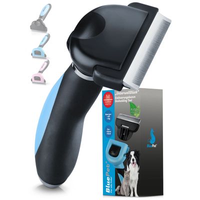 BluePet Unterwollbürste für Kurzhaar, Bürste für Hund und Katze, Unterfell