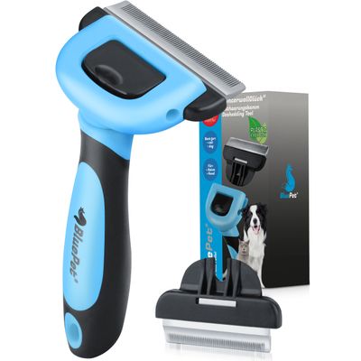 BluePet Unterwollbürste für Kurzhaar, Bürste für Hund und Katze, Unterfell