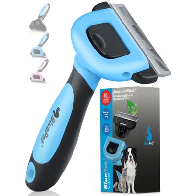 BluePet Unterwollbürste für Kurzhaar, Bürste für Hund und Katze, Unterfell