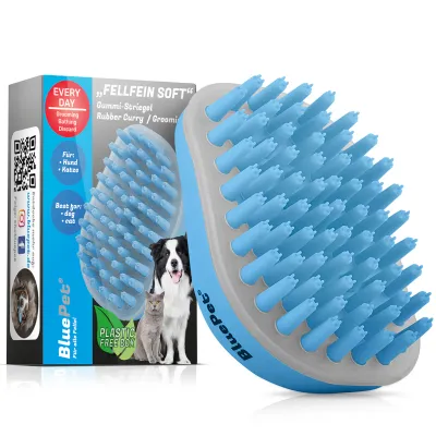 BluePet Badebürste Gummistriegel für Kurzhaar Hund & Katze + Massageeffekt