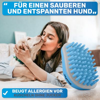 BluePet Hundebürste & Katzenbürste Kurzhaar, Badebürste Gummistriegel Hund