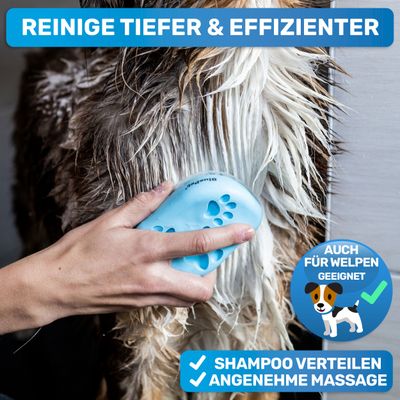 BluePet Hundebürste & Katzenbürste Kurzhaar, Badebürste Gummistriegel Hund