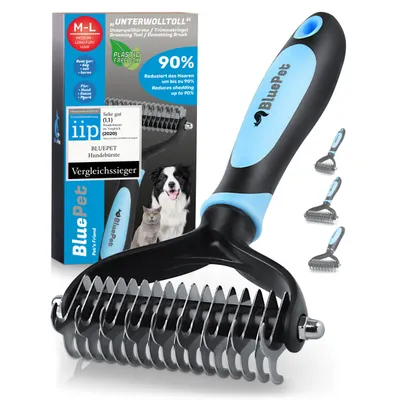 BluePet Unterwollbürste, Langhaar Unterfellbürste, Bürste für Hund & Katze BluePet Unterwollbürste, Langhaar Unterfellbürste, Bürste für Hund & Katze