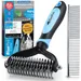 BluePet Unterwollbürste + Kamm, Langhaar Hundebürste, Bürste Hund & Katze