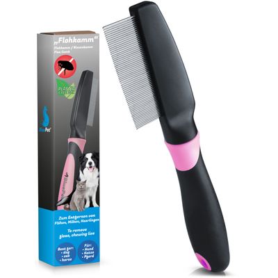 BluePet Flohkamm & Läusekamm für Hund & Katze, bei Flöhen, Läusen & Zecken