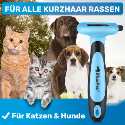 BluePet Hundebürste & Katzenbürste, Unterwollbürste Kurzhaar Hund & Katze
