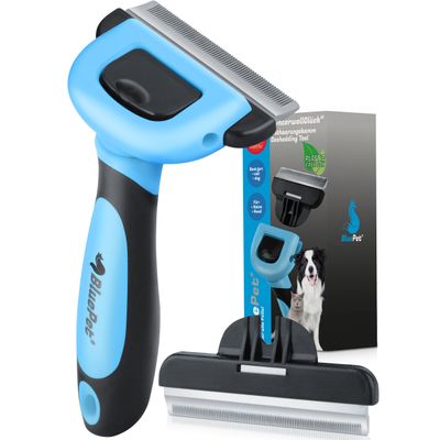 BluePet Unterwollbürste für Kurzhaar, Bürste für Hund und Katze, Unterfell