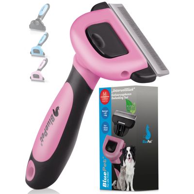 BluePet Unterwollbürste für Kurzhaar, Bürste für Hund und Katze, Unterfell