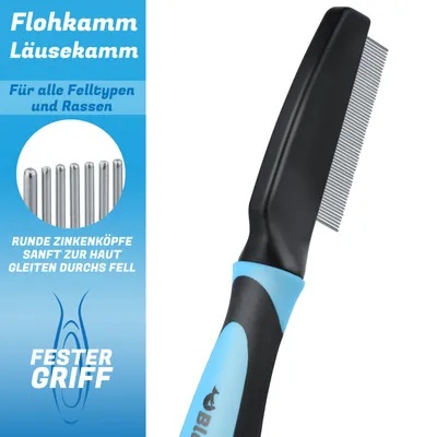 BluePet Flohkamm & Läusekamm für Hund & Katze, bei Flöhen, Läusen & Zecken BluePet Flohkamm & Läusekamm für Hund & Katze, bei Flöhen, Läusen & Zecken