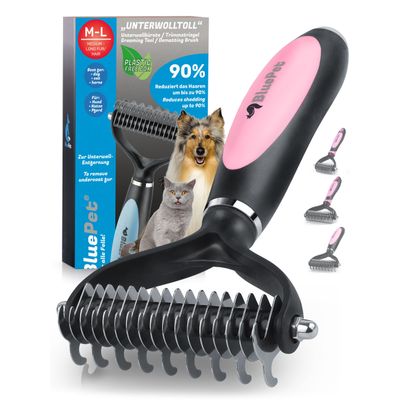 BluePet Unterwollbürste, Langhaar Unterfellbürste, Bürste für Hund & Katze