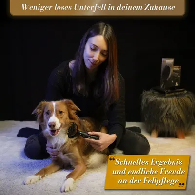 BluePet Unterwollbürste, Langhaar Unterfellbürste, Bürste für Hund & Katze