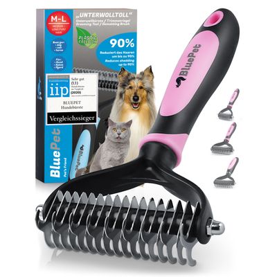 BluePet Unterwollbürste, Langhaar Unterfellbürste, Bürste für Hund & Katze