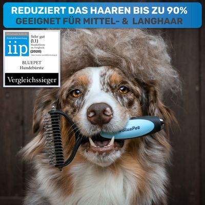 BluePet Hundebürste & Katzenbürste, Unterwollbürste Langhaar Hund & Katze