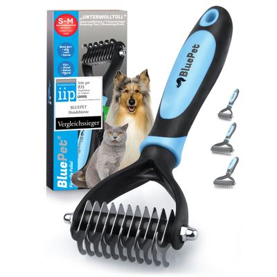 BluePet Unterwollbürste, Langhaar Unterfellbürste, Bürste für Hund & Katze