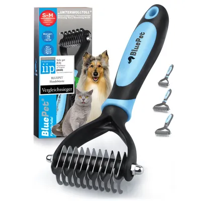 BluePet Unterwollbürste, Langhaar Unterfellbürste, Bürste für Hund & Katze BluePet Unterwollbürste, Langhaar Unterfellbürste, Bürste für Hund & Katze