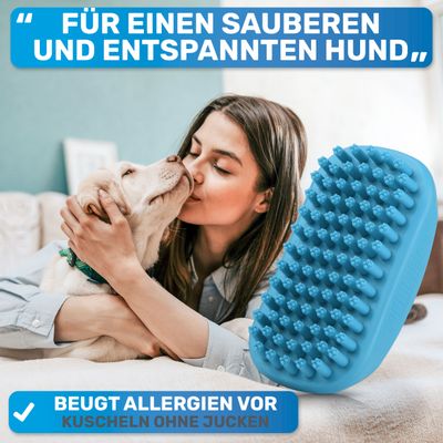 BluePet Hundebürste & Katzenbürste Kurzhaar, Badebürste Gummistriegel Hund
