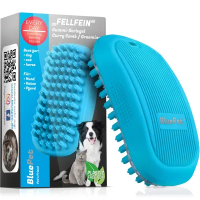 BluePet Badebürste Gummistriegel für Kurzhaar Hund & Katze + Massageeffekt