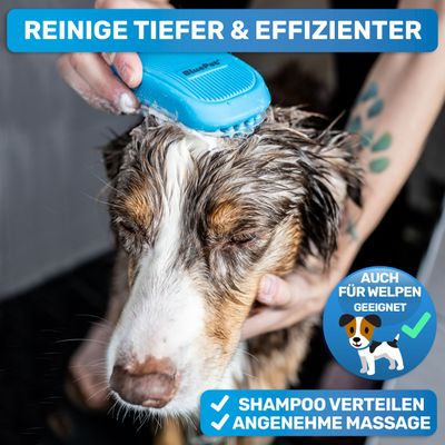 BluePet Hundebürste & Katzenbürste Kurzhaar, Badebürste Gummistriegel Hund