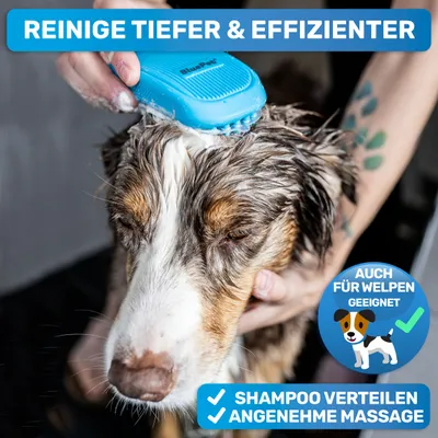 BluePet Hundebürste & Katzenbürste Kurzhaar, Badebürste Gummistriegel Hund