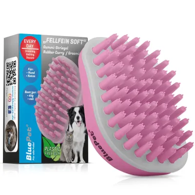 BluePet Badebürste Gummistriegel für Kurzhaar Hund & Katze + Massageeffekt
