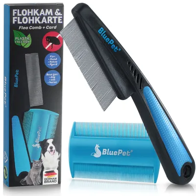 BluePet leichter Flohkamm & Läusekamm inkl. Flohkarte für Hund & Katze BluePet leichter Flohkamm & Läusekamm inkl. Flohkarte für Hund & Katze