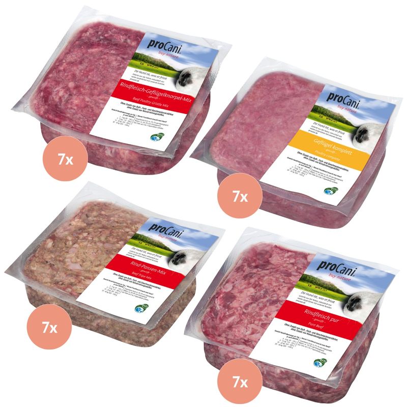 proCani BARF-Paket pur  Rind & Geflügel Sort.