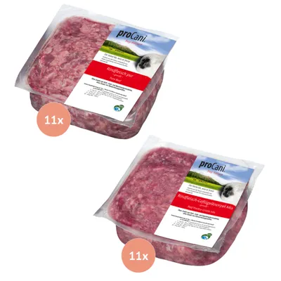 proCani BARF-Paket pur Rind & Geflügel Sort. proCani BARF-Paket pur Rind & Geflügel Sort.