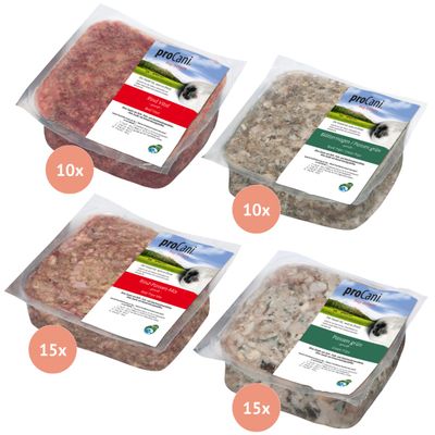 proCani BARF-Paket pur 4 Sorten Rind & Innerei