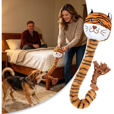 Seil-Plüsch-Tier 64 cm - quietscht, Zahnung, für alle Hunde