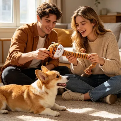 Seil-Plüsch-Tier 64 cm - quietscht, Zahnung, für alle Hunde