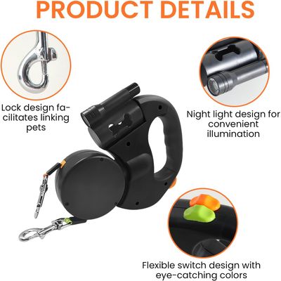 Laisse double rétractable 3m 360° LED 30LB