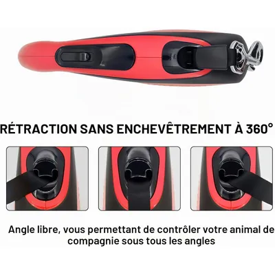 Laisse rétractable 8m 50kg LED rouge Laisse rétractable 8m 50kg LED rouge