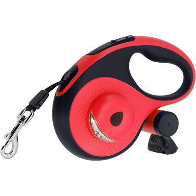Laisse rétractable 8m 50kg LED rouge