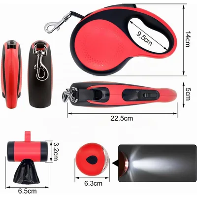 Laisse rétractable 8m 50kg LED rouge Laisse rétractable 8m 50kg LED rouge
