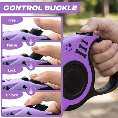 Laisse rétractable 4 9m lampe LED rechargeable violet Laisse rétractable 4 9m lampe LED rechargeable violet