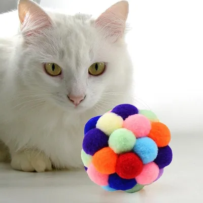 6 balles arc en ciel peluche grelot chat 6 balles arc en ciel peluche grelot chat