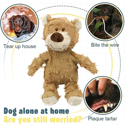 HausPets Jouet Chien Ours Peluche Incassable Indestructible 21cm