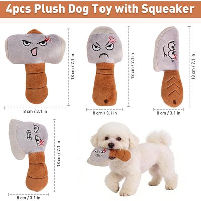 HausPets Lot 4 Jouets Chien Peluche Couineur Expressif