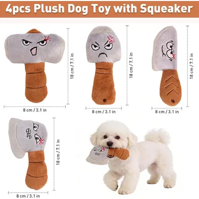 HausPets Lot 4 Jouets Chien Peluche Couineur Expressif