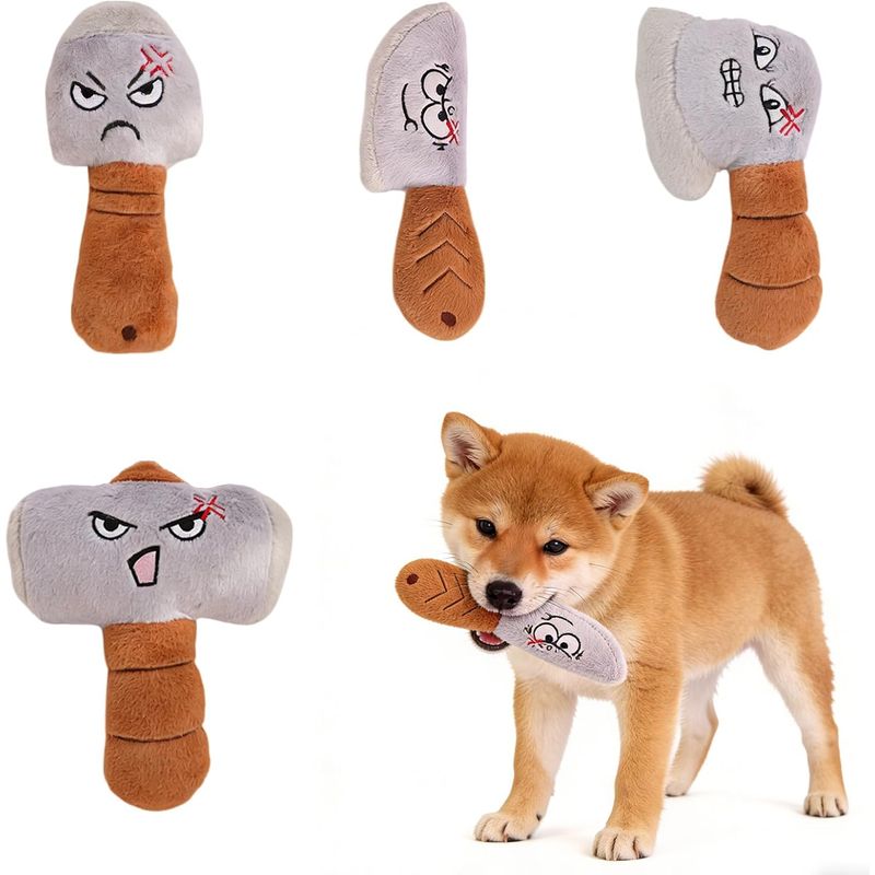 HausPets 4er Set Hunde Plüschspielzeug Quietschend Lustig