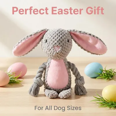 HausPets Jouet Chien Lapin Pâques Peluche Corde Rose
