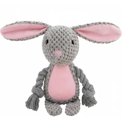 HausPets Jouet Chien Lapin Pâques Peluche Corde Rose