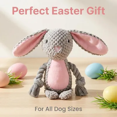 HausPets Peluche de perro conejito de Pascua con cuerda rosa HausPets Peluche de perro conejito de Pascua con cuerda rosa