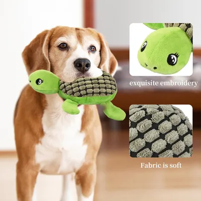 HausPets Jouet Chien Peluche Tortue Couineur à Mâcher