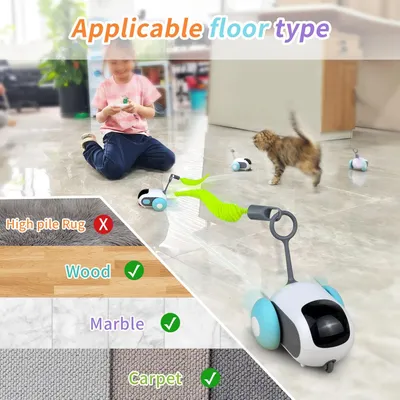 Jouet chat télécommande 2 vitesses mobile anti obstacles Jouet chat télécommande 2 vitesses mobile anti obstacles