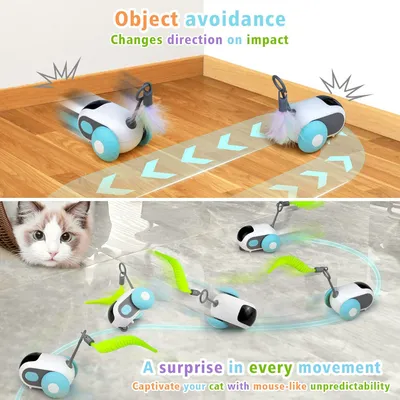 Jouet chat télécommande 2 vitesses mobile anti obstacles Jouet chat télécommande 2 vitesses mobile anti obstacles