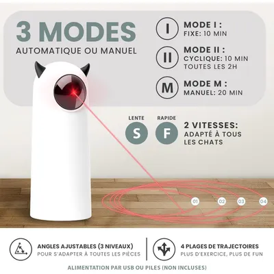 Coffret 4 jouets interactifs chat laser balle oiseau catnip Coffret 4 jouets interactifs chat laser balle oiseau catnip